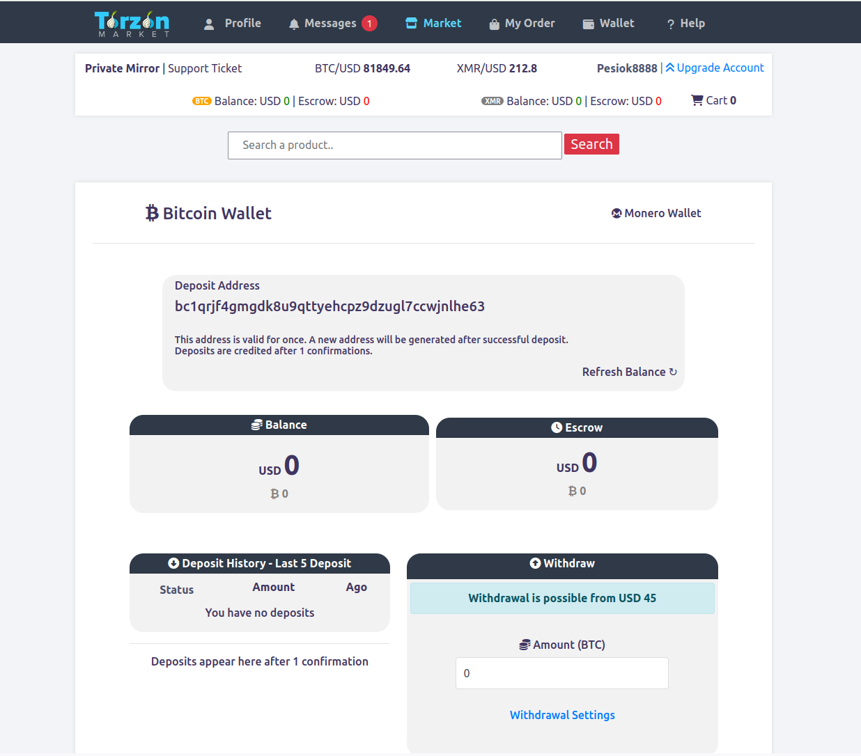 TorZon Escrow Wallet System